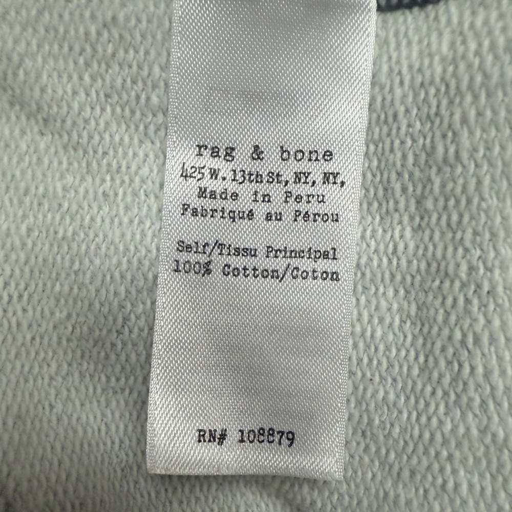 Rag & Bone The Raglan Crewneck Sweatshirt Gray Cotton Terry - Picture 5 of 5